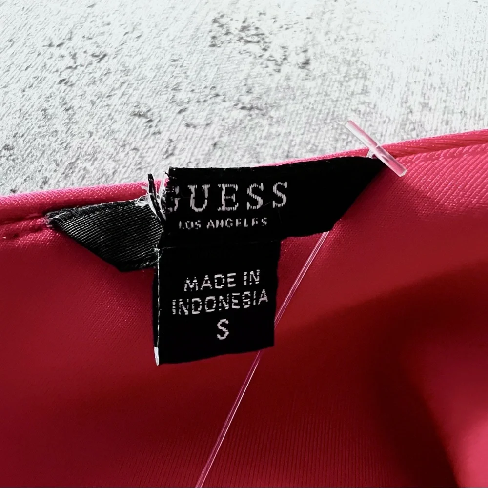 Guess Raspberry Red One Shoulder Ruffled Party Crop Top - Picture 7 of 9